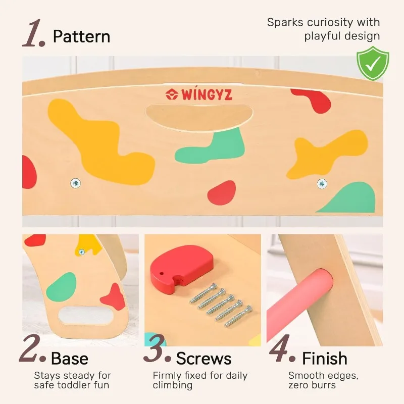 مجموعة تسلق المثلث بيكلر مع وسادة، قابلة للطي 8 في 1 صالات رياضية الغابة للأطفال الصغار 1-3، ملعب داخلي للأطفال والرضع #3