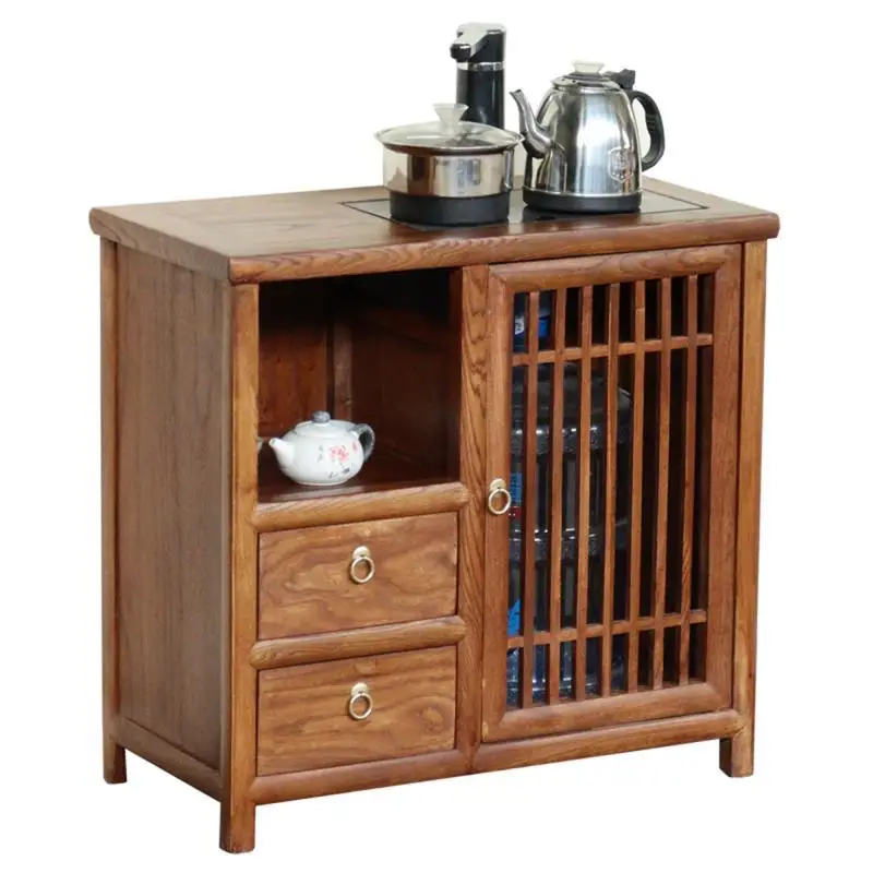 

Chinese tea cabinet solid wood simple living room against the wall