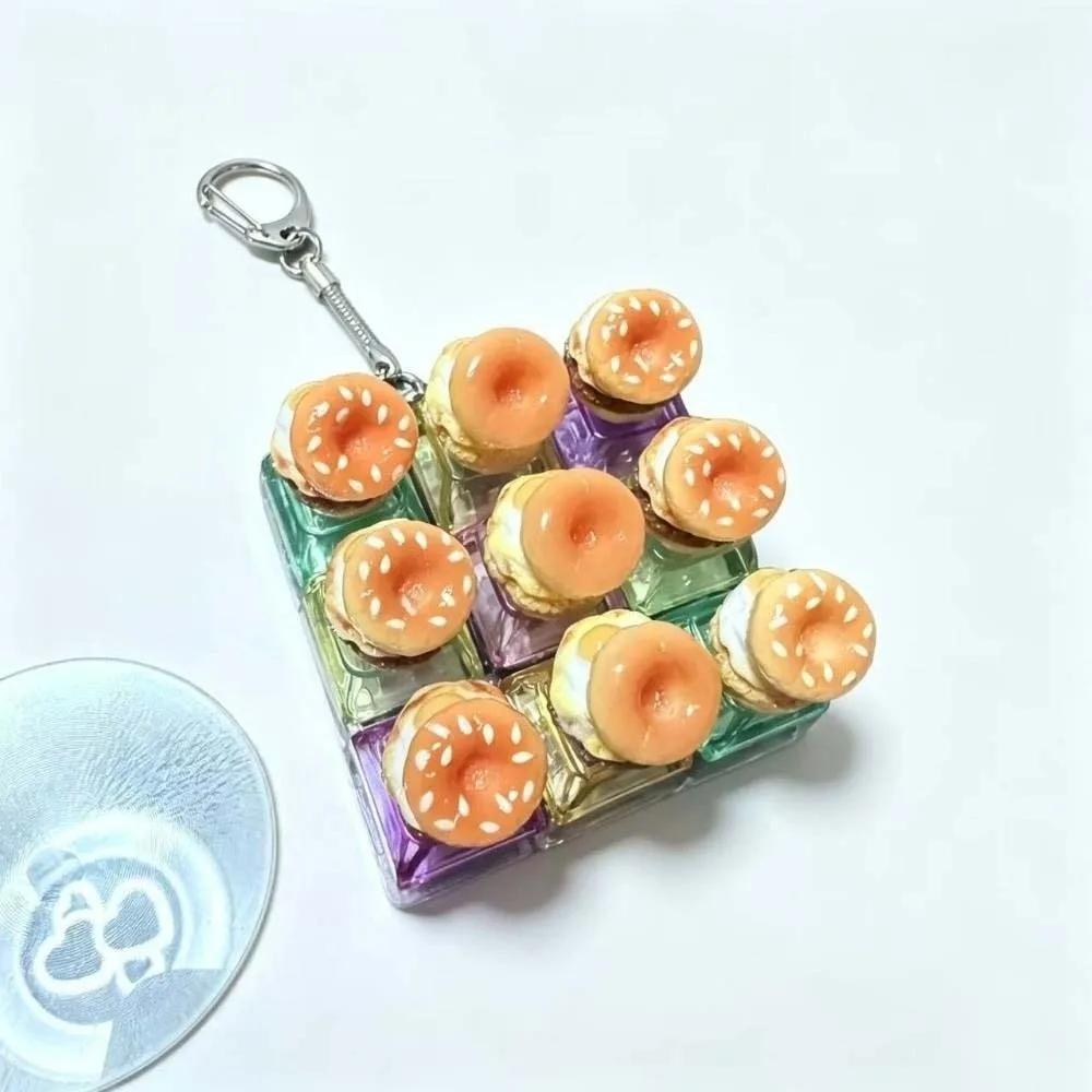 Cute Glow Design Decompression Button Simulation Keyboard Transparent Dual-Tone Mini Keyboard Pendant Luminous Burger Sandwich view 3