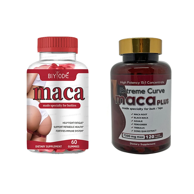 1 Bottle MACA GUMMIES Buttock  and 1 Bottle Maca Buttock Pills，hip Shaping Dietary Supplement