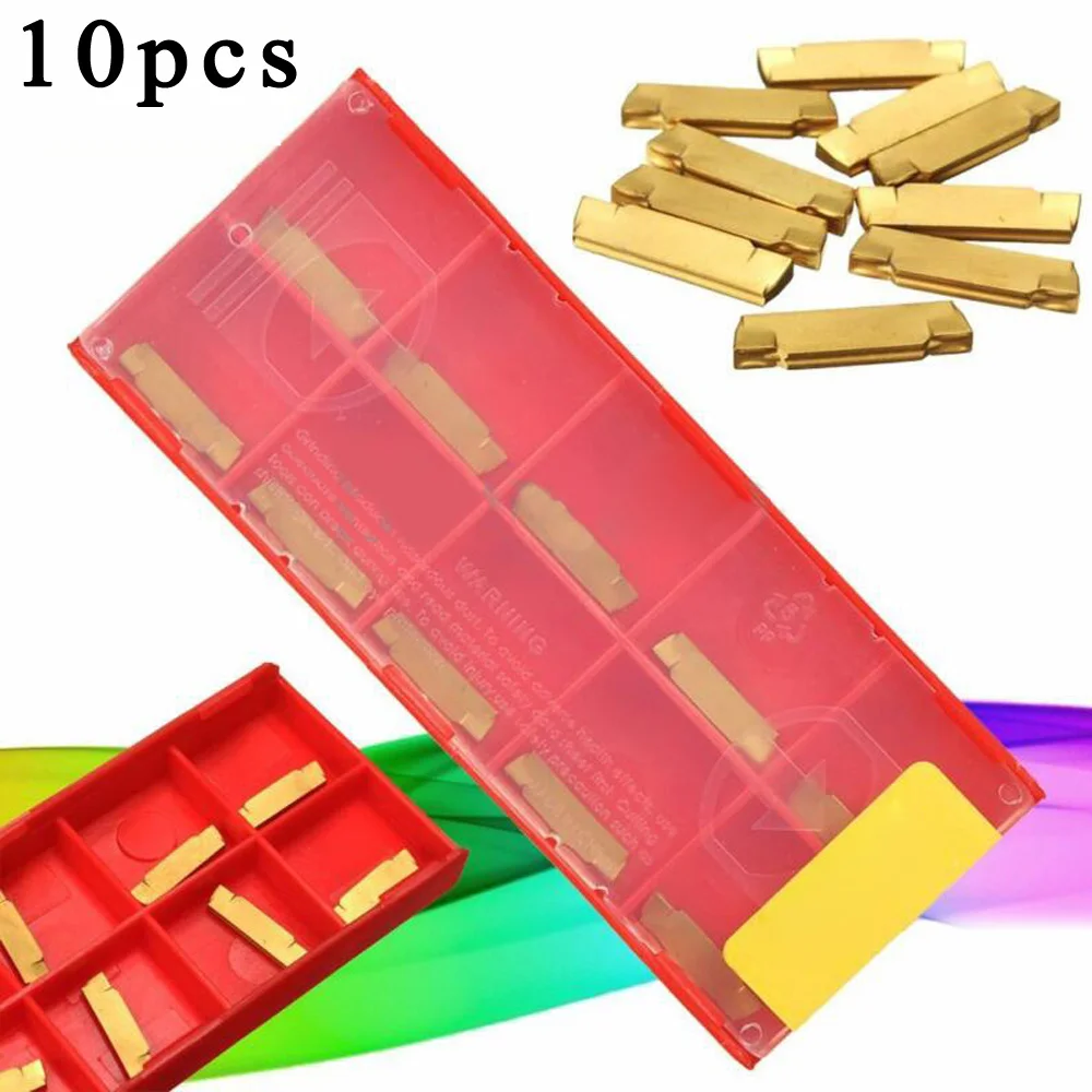 10Pcs Inserts Carbide Cutter For MGEHR MGIVR Gold Grooving Metalworking Set Slotting Equipment Practical Useful view 2