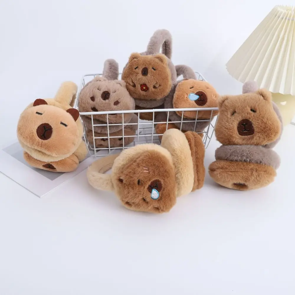 Kawaii الكرتون كابيبارا أفخم غطاء للأذنين رشاقته لينة لطيف غطاء للأذن مرونة يندبروف الشتاء الأذن دفئا هدايا الأطفال #5