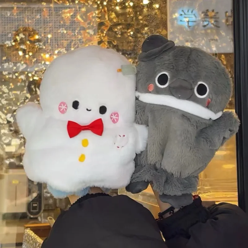 Guanti in peluche invernali con burattino a mano in cotone a tema cosmico per ragazze, set regalo caldo con personaggi animali