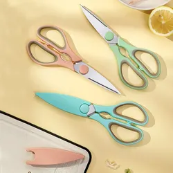 Stainless Steel Household Kitchen Scissors Dual Color Plastic Handle Multi Purpose Vegetable and Food Cutting Kitchen Tools
