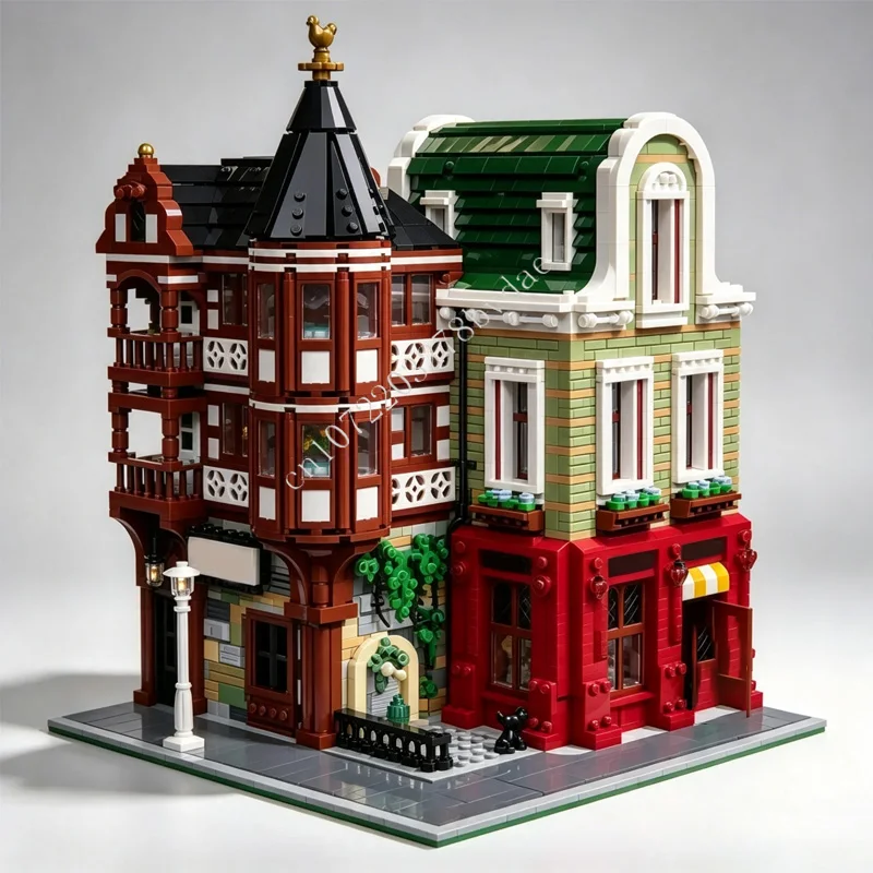 3794PCS Customized MOC Modular Hats Shop street view Model Custom Puzzle   adultren birthday toys Christmas gifts