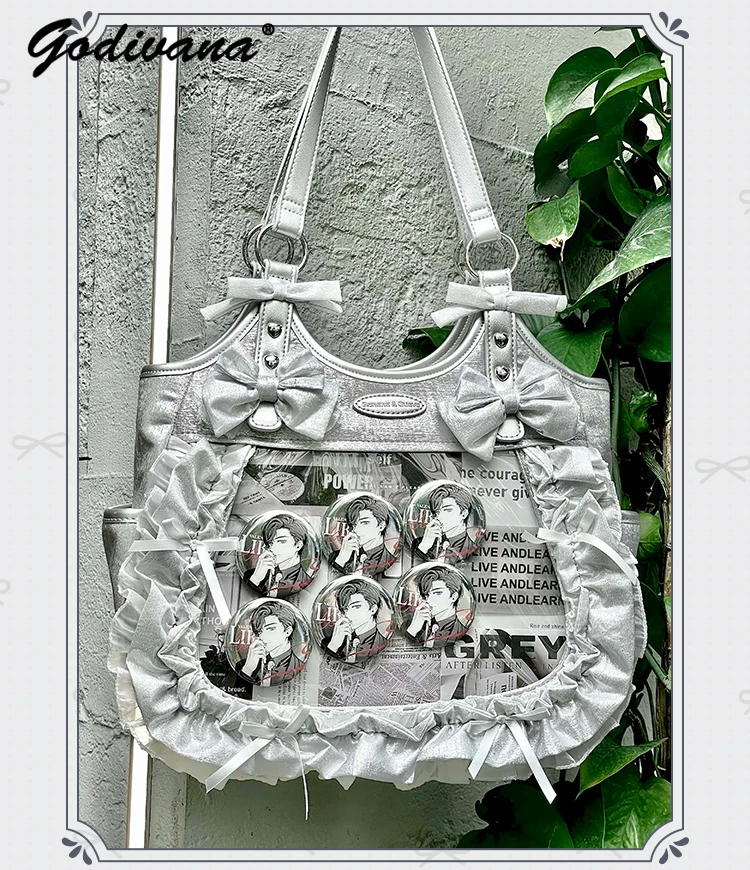 Original Apron Ita Bag Butterfly Satin Portable Shoulder Bag Girl Women's Cute Large Capacity Handbag Bolso Lolita Tote Bags