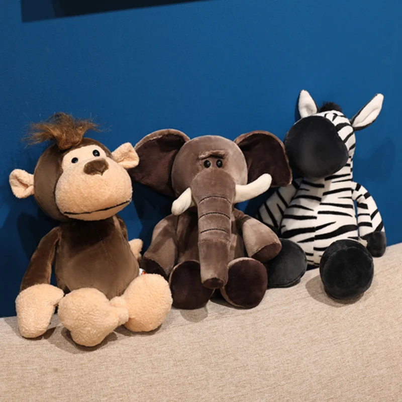 30/35/50cmのリアルなライオン、トラ、ゾウ、サル、ヒョウ、キリン、アライグマのぬいぐるみ、シミュレーション森林動物のぬいぐるみ、子供向けおもちゃ