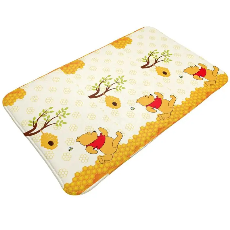 Custom Funny Cartoon Winnie The Pooh Doormat Anti-Slip Bath Kitchen Mat Living Room Door Floor Entrance Carpet Rug