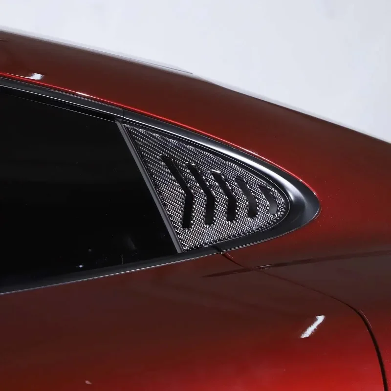 

Car Accessories For Porsche Taycan 2019-2025 Soft Carbon Fibre Car Rear Window Triangle Cover Decorate Stickers
