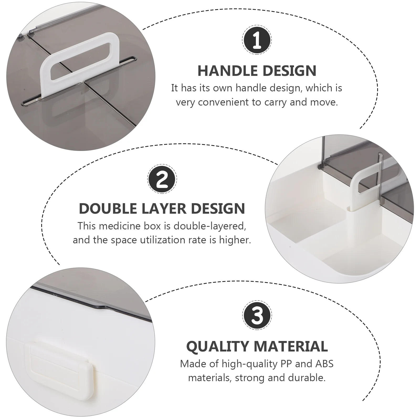 1 قطعة مجموعة الطب كبيرة طبقة مزدوجة البلاستيك صندوق الإسعافات الأولية المحمولة حقيبة للتخزين المنزل مكتب مدرسة السفر المنظم #4