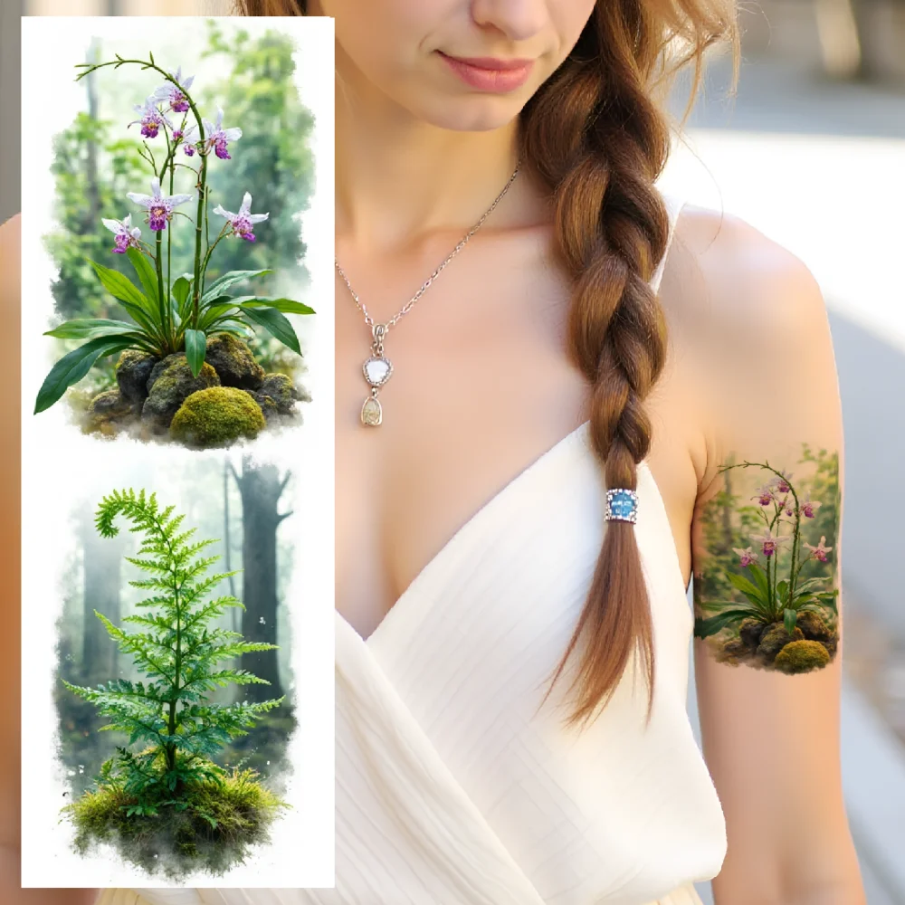 

9pcs Temporary Tattoo Flower Illustrations Waterproof Long-lasting Body Stickers Watercolor Flowers Floral Art For Ladies