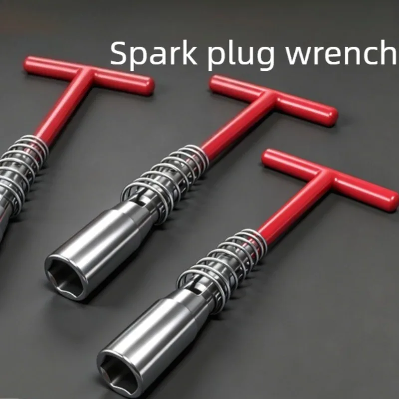 Spark plug wrench hex socket universal T-handle extended car removal and installation high rebound