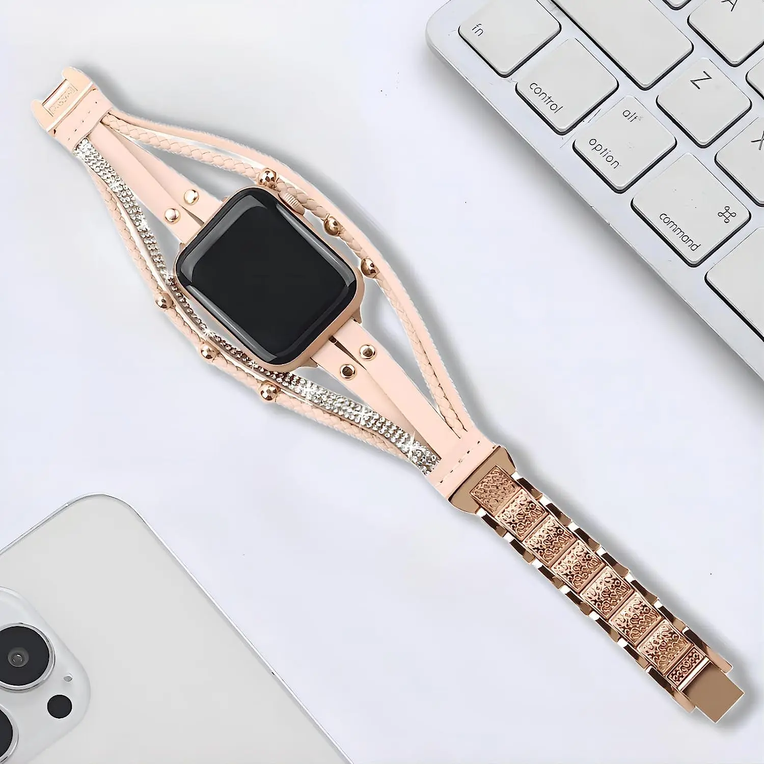 Diamond Metal Strap For Apple Watch Series 9 8 7 6 se 5 Ultra Women Bracelet iWatch 49mm 45mm 41mm 40mm 44mm Band Wristband Belt