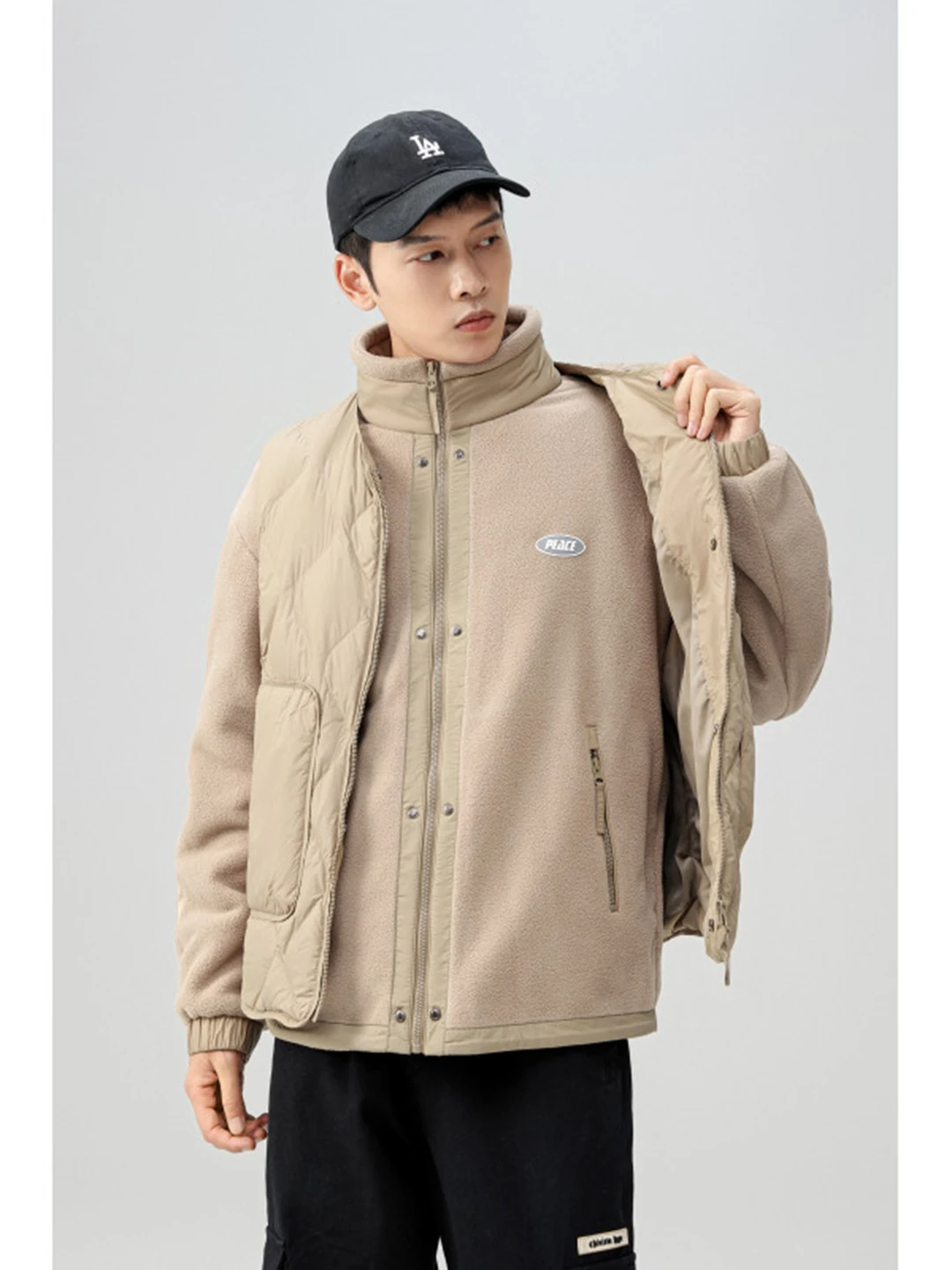 

Men's 90% White Goose down Jaet Outerwear Mountain Series Tee-in-One Thiened Winter Warm Pure Color Zipper Sle Nylon ...