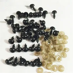 50pcs 5/6/7/8/9/10/12/14/16/18/20/22/24mm Eyeball Doll Accessories Black Plastic Plush Safety Eyes Amigurumi for Toys DIY