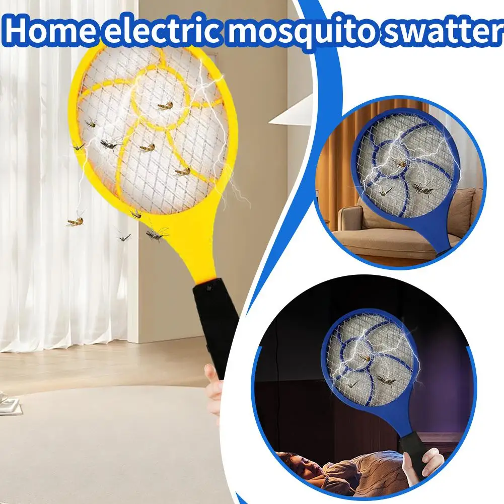 Mosquito Killer Triple Battery Power Fly Swatter Pest Racket Handle Long Repeller Electric Wireless Tool Bug U1c9