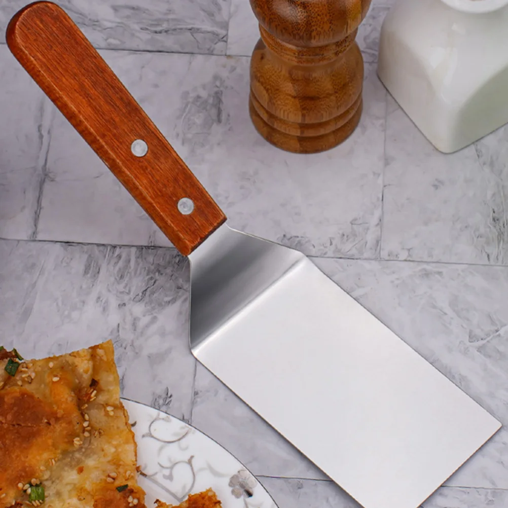 

2pcs Stainless Steel Pizza Shovels Ergonomic Wooden Handle Kitchen Steak Spatulas For Home Cooking Baking Bbq Tools Durable
