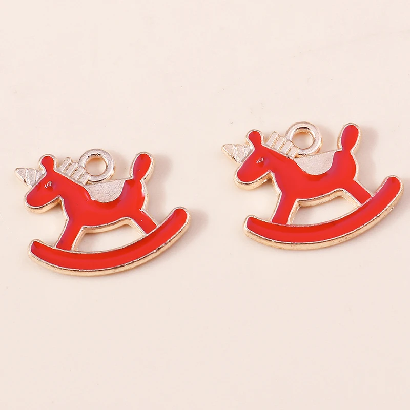 20 Stück 15x12mm Cartoon Tier Charms Emaille Trojanisches Pferd Charms Anhänger für Schmuckherstellung Ohrringe Halsketten DIY Bastelbedarf – Detail 3