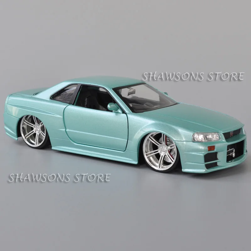 Jada 1:24 Scale Diecast Metal Model Car Toy Nissan GT-R BNR34 R34 Miniature Replica