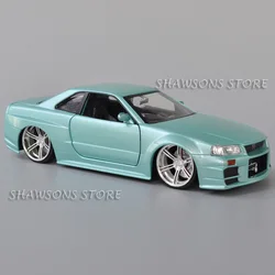 Jada 1:24 Scale Diecast Metal Model Car Toy Nissan GT-R BNR34 R34 Miniature Replica