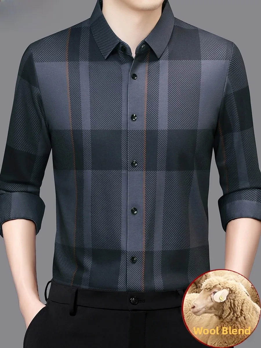 

Мужская длинная рубашка Hengyuanxiang из шерсти и шелка, повседневная, в полоску, дышащая, комфортная, приятная к телу