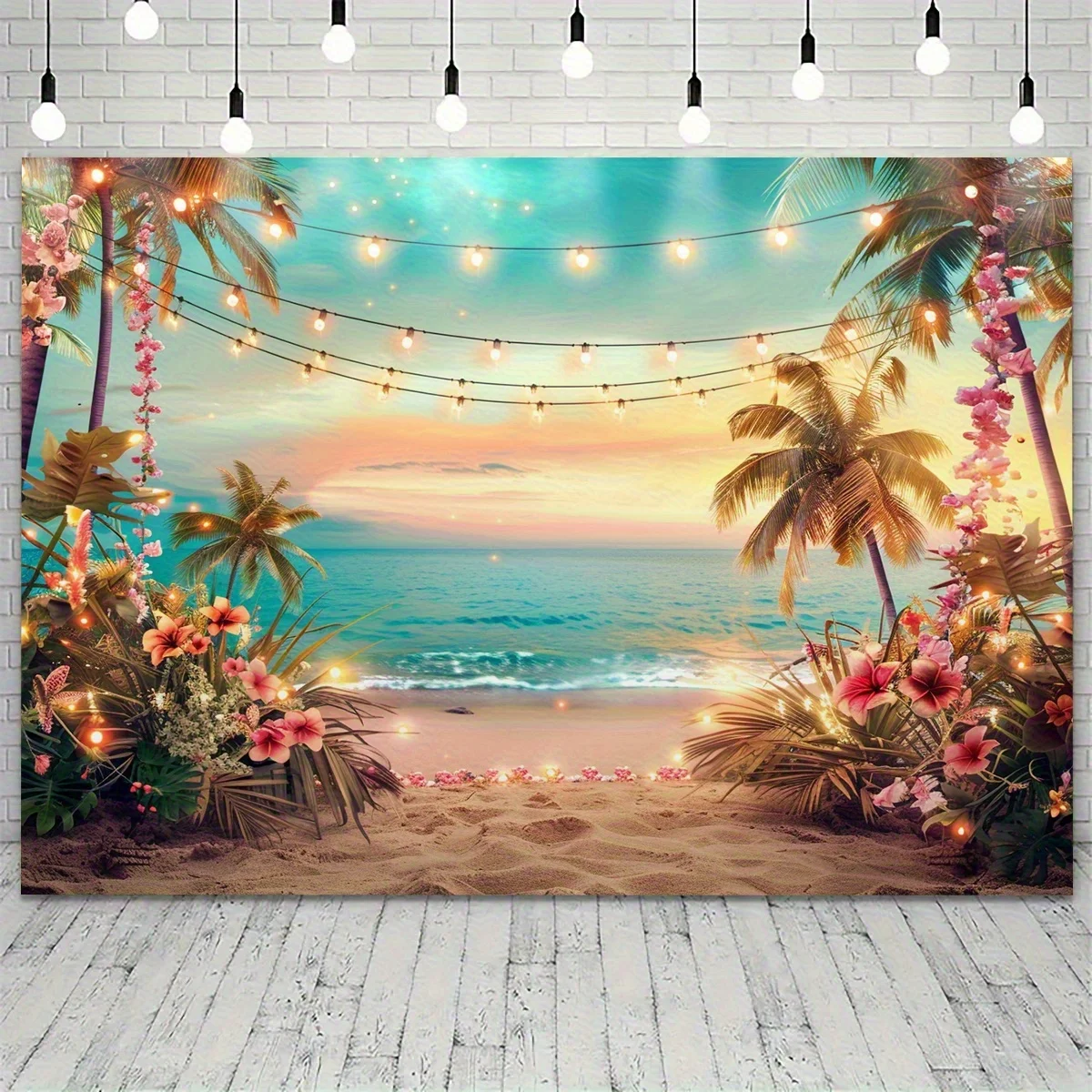 Hawaiianischer Party-Wandteppich, tropischer Strand, Pool, Feiern, Festival-Dekoration, Palmenblumen, Wandteppich, Wandbehang, Hintergrunddekoration