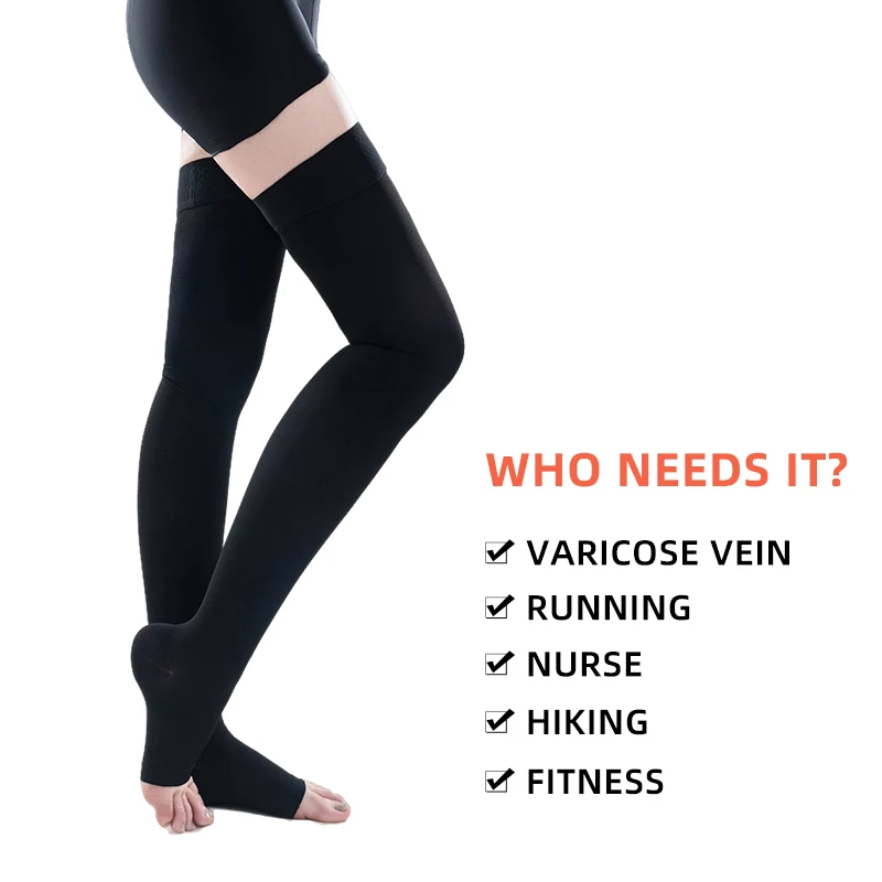Medical 30-40mmHg Elastic Nursing  Compression Stocking Over Knee  Pressure Brace Wrap Shaping Varicose Vein Sock Plus Size