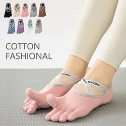 Yoga Socks Women Cotton Dot Silicone Non-slip Grip Pilates No-Show Five Toe Socks