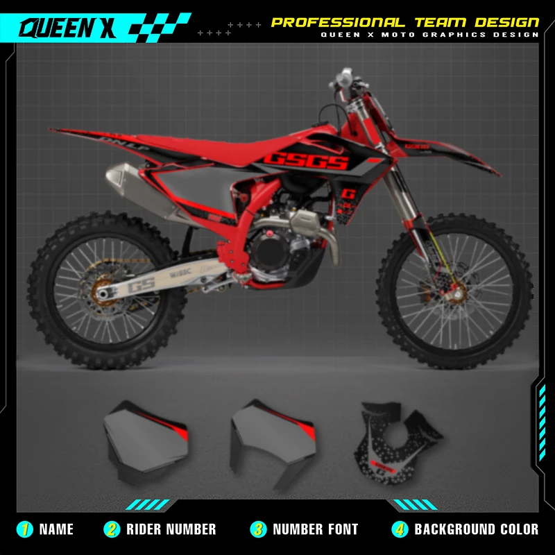 

Queen X MOTOR Custom Team Graphics Backgrounds Decals For 3M Stickers Kit For GASGAS GAS GAS 2024 2025 2026 EC MC 009