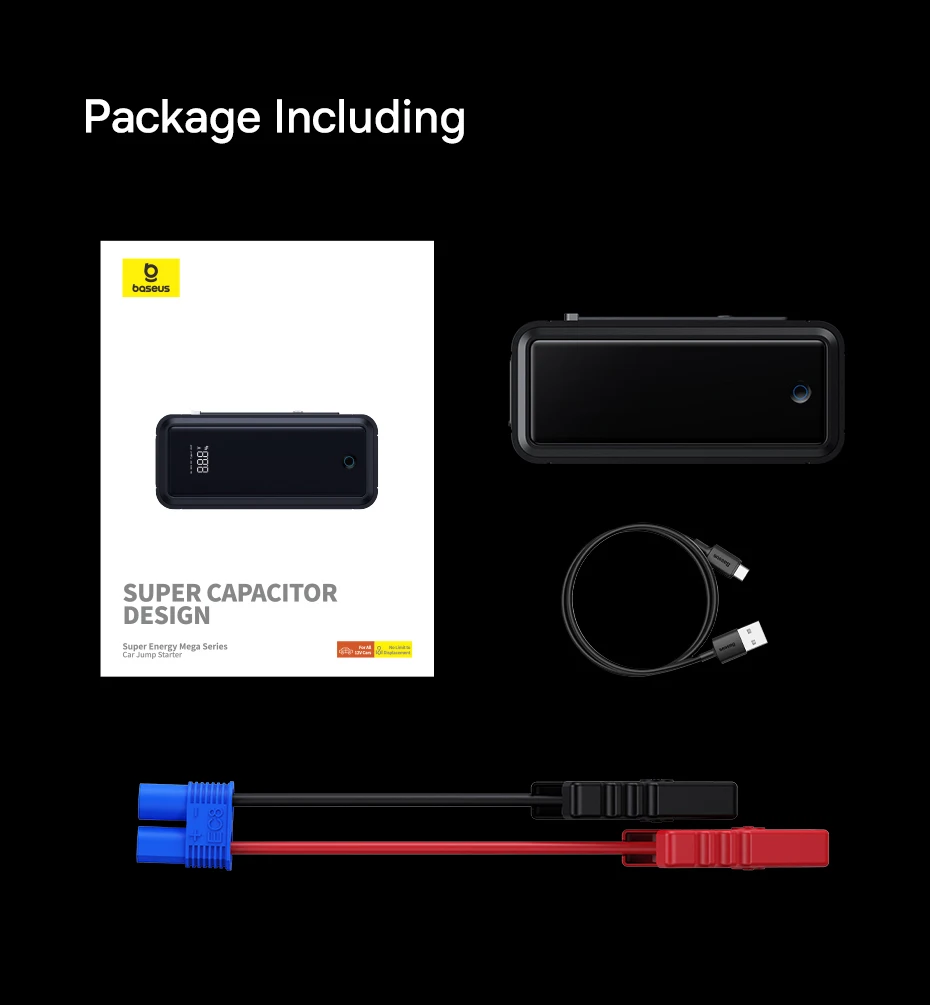 Baseus Super Capacitor Auto Starthilfe 3000A Auto Booster Gerät Ladegerät Batterie weniger Tragbare Auto Start für Notfall Gerät – Detail 18