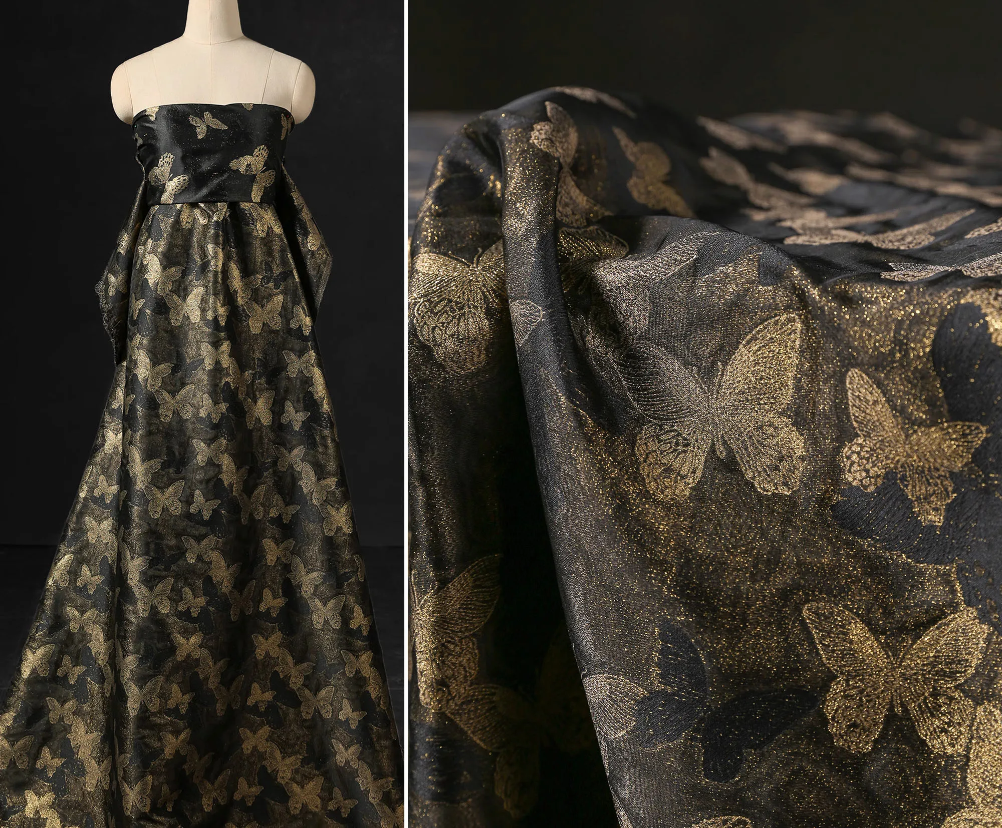 

1 ярд Золотая бабочка Жаккардовая ткань DIY Пальто, верхняя одежда, костюм, сумка, дизайнерские ткани для пэчворка