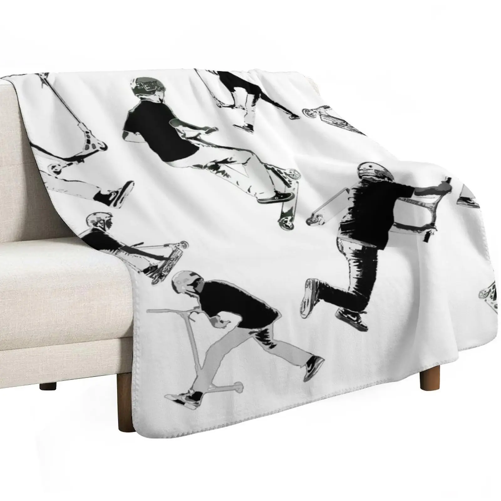 Airtime!- Stunt Scooter Fun Throw Blanket Fashion Sofas Thins Baby Multi-Purpose Hairy Soft Plaid Blankets
