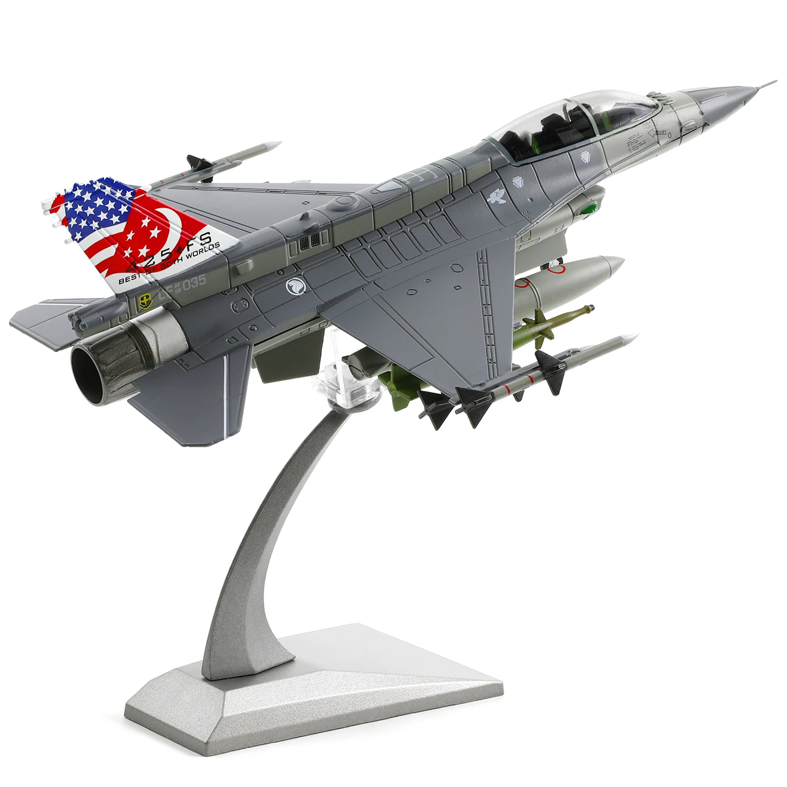 

Масштабная модель самолета F-16D Fighting Falcon 1/72, готовый сборный комплект, литая металлическая модель истребителя (F-16D Сингапур)