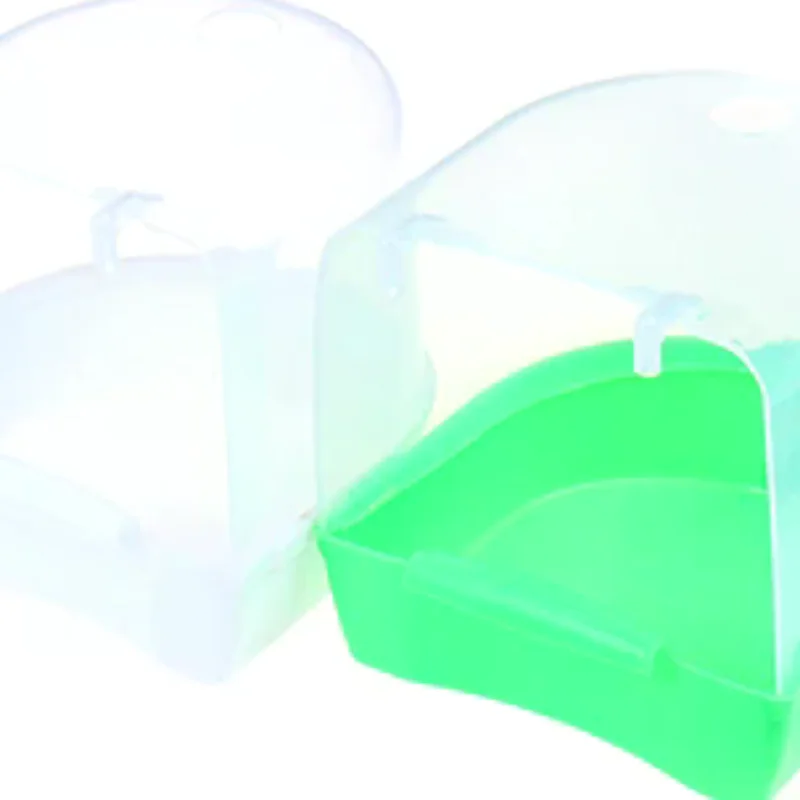 Plastic Bird Water Bath Box Bathtub Parrot For Parakeet Hanging Bowl