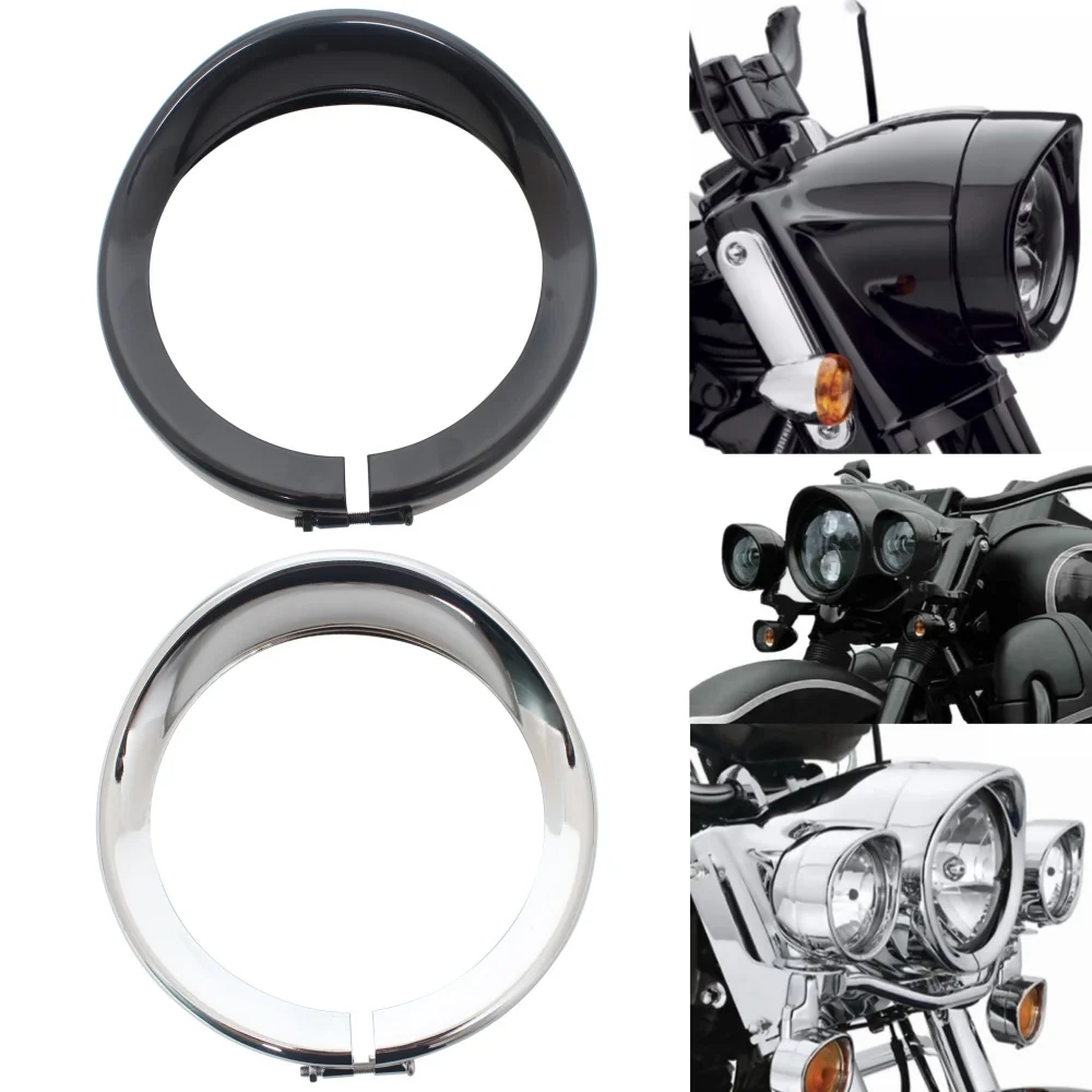 

Motorcycle 7" Headlight Trim Visor Ring Bezel Head Lamp Decorative Rings Cover For Harley Road King Electra Glide Dyna Softail