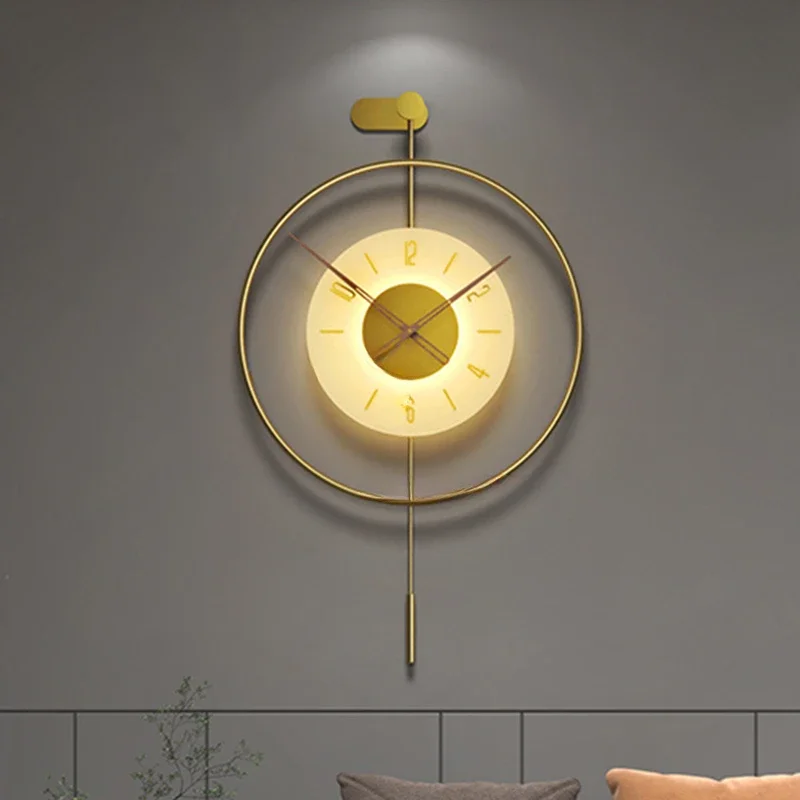 

Modern Metal Silent Wall Clock For Living Room Furniture Wall Decoration Clock Luminous Simple Household Restaurant Wall Clock