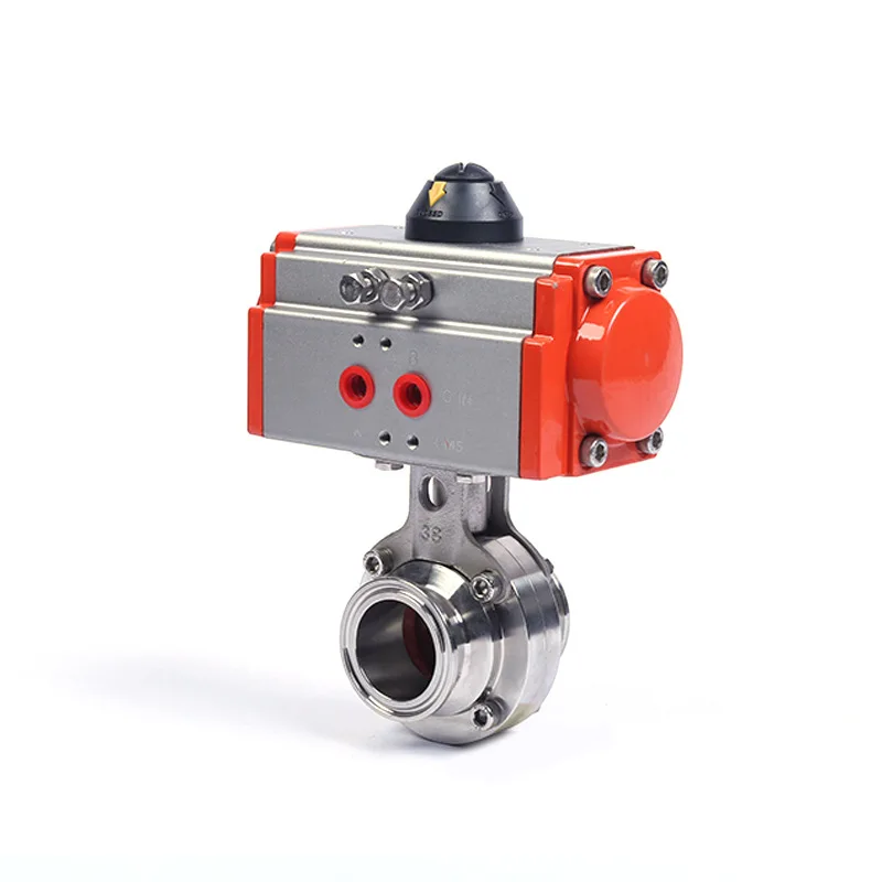 304 Stainless Steel 316 Pneumatic Quick Release Valve Clamp Type Through Pneumatic Soft Seal Disc Valve