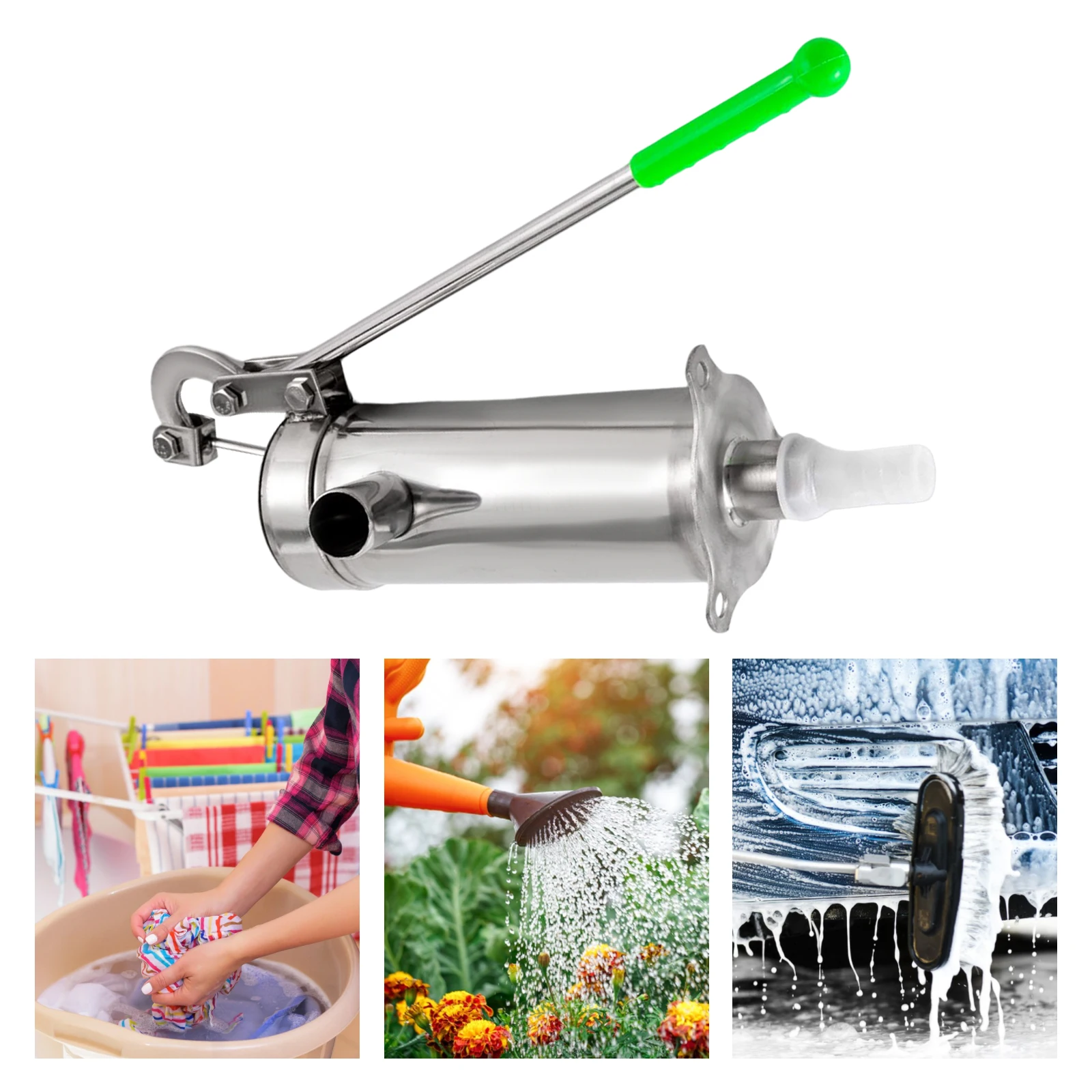 Suction Pump Stainless Steel Manual Water Jet Pump Domestic Well Hand Shake Suction Pump Groundwater for Home Garden Yard