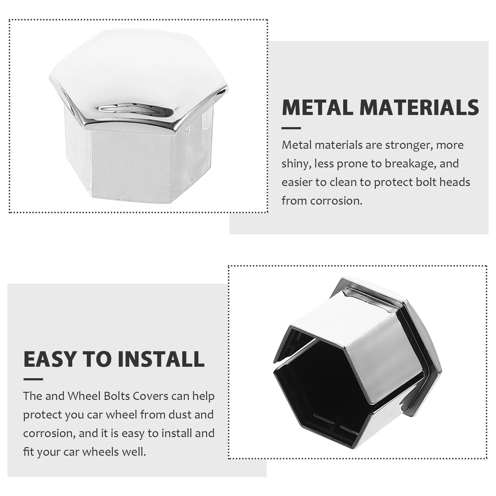 

20Pcs Car Wheel Nut Covers Hexagonal Bolt Caps Silver Protection Corrosion Resistant Lug Nut Protectors Suitable for 307 308 408