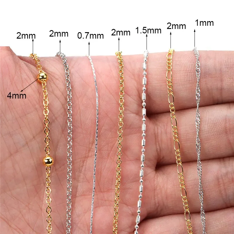 

5meters Gold Silver Color Link Chains Bulk Lot 2mm Metal Iron Snake Ball Bead Necklace Chains For Diy Jewelry Making Supplies22