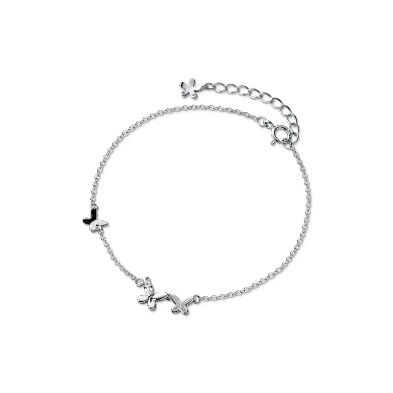 Modian New 925 Sterling Silver Clear CZ Butterfly Minimalist Chain Bracelet for Women Girl Original Bangle Fashion Fine Jewelry