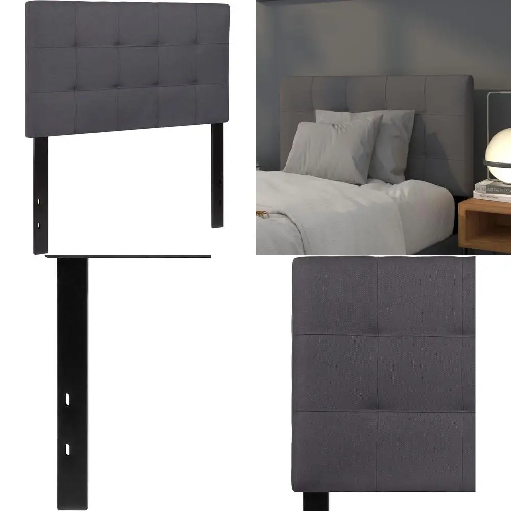 

Gray Quilted Tufted Upholstered Twin Size Headboard