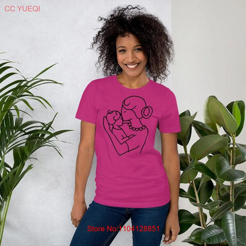 Mothers day gift idea mother and child clipart woman T shirt long or short sleeves