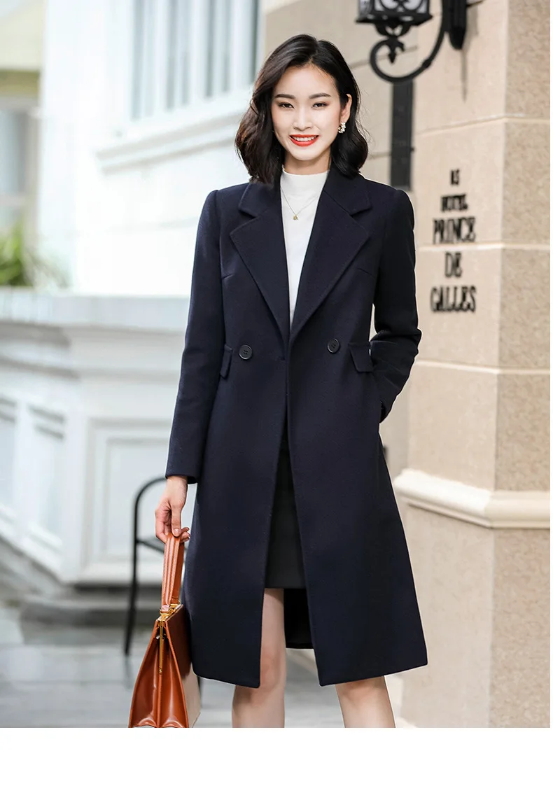 New Autumn And Winter Thickened Woolen Women's Coat Multi-colored Plus Long Coat