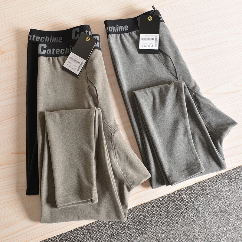 Men's Thermal Breathable Underwear High Waist Knitted Fabric Double Layer Pure Color Autumn Winter Sweat Absorbent Base Layer...
