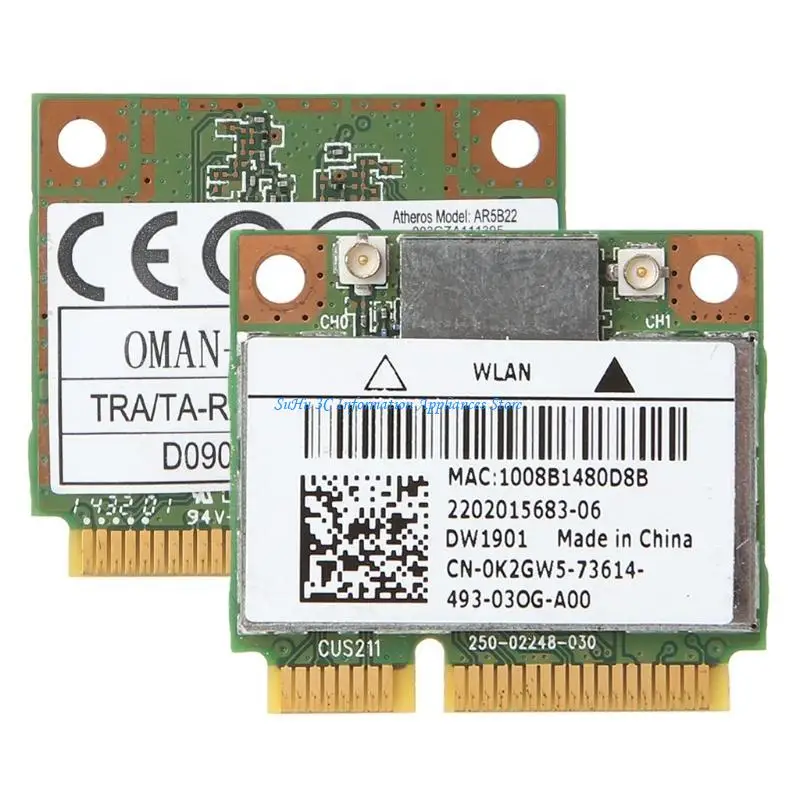 인텔 DW1901용 미니 PCI-Express Wifi 카드 BluetoothV4.0 무선 네트워크 카드