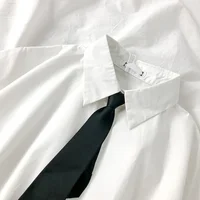 White Shirt Women Blusas Short Sleeve Lapel Blouse with Tie Japanese Fashion Student Summer Daily College Style Top 2