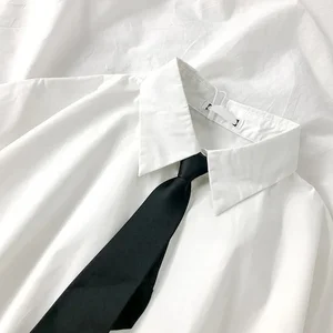Blusa feminina de lapela de manga curta com gravata, camisa branca, blusa estudantil de verão, estilo universitário diário, moda japonesa 10 principais vendas blusa de escola - №1