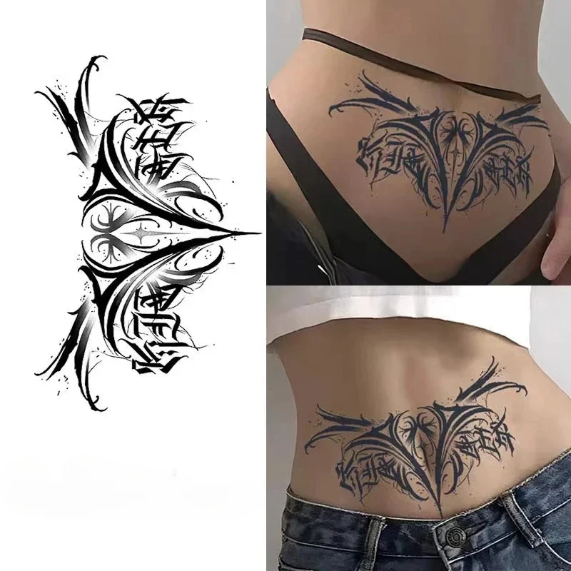 Sexy Succubus Tattoo Stickers Semi-permanent Waterproof Ladies Fake Tattoo Waist Abdomen Sticker Temporary Tattos Body Art