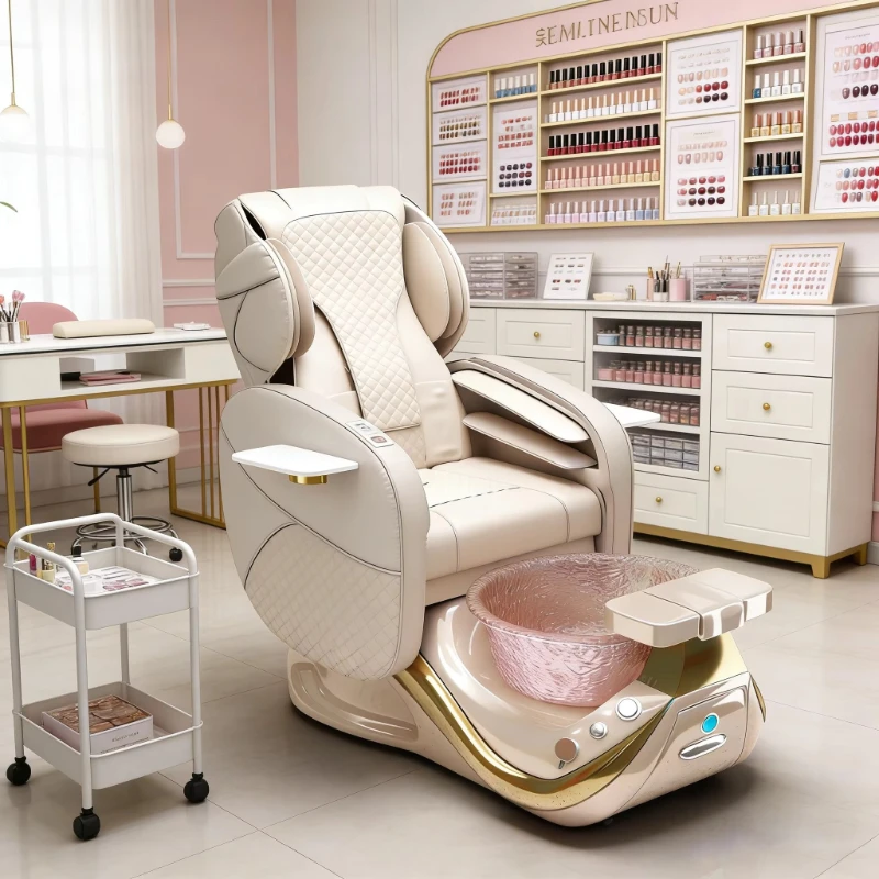 New Nail Salon Furniture Luxury Pipeless No Plumbing Pedicure Chairs Massaging Manicure Pedicure Chair Foot Spa